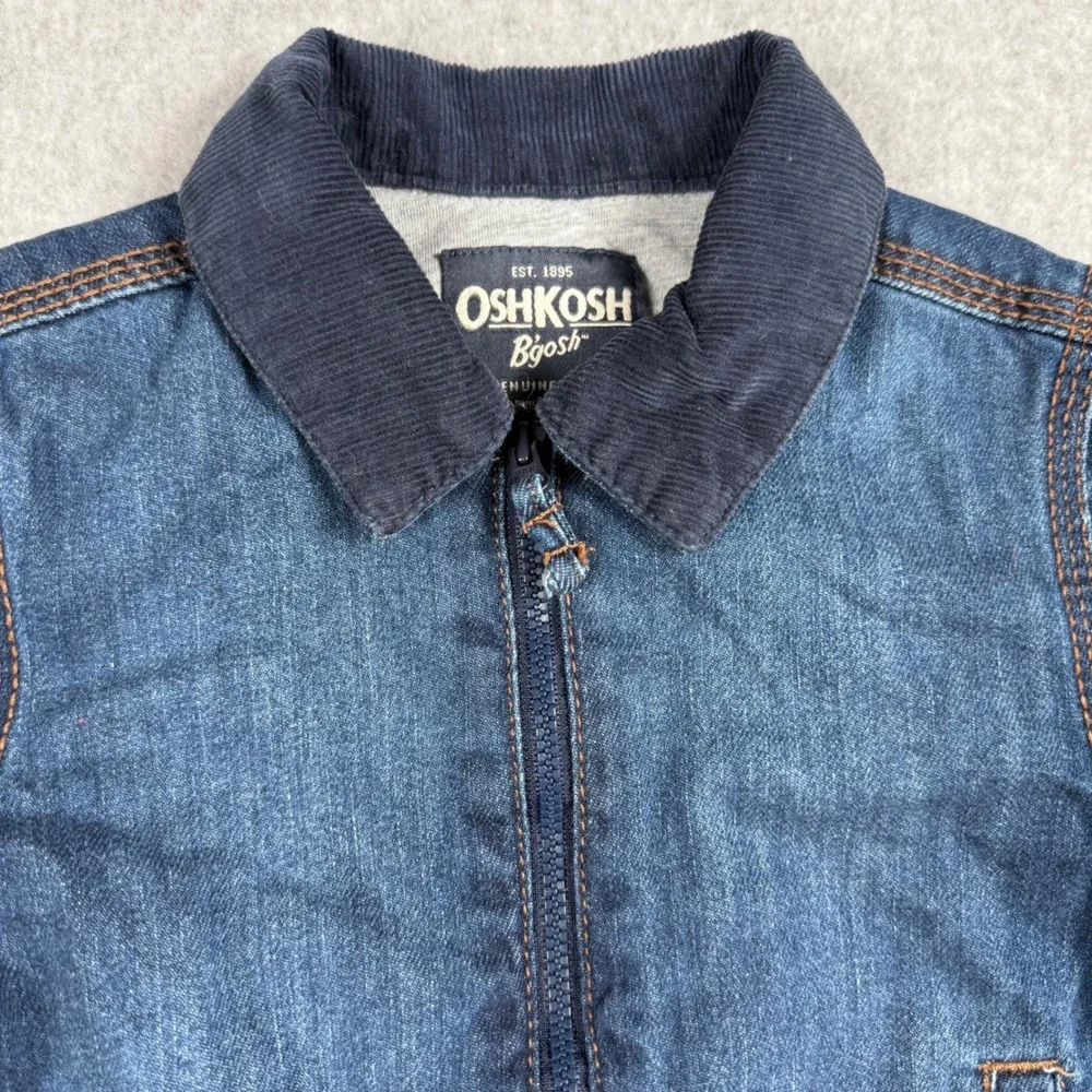 OshKosh B'gosh Denim Jacket 2T Blue Corduroy Collar Workwear Trucker Coat